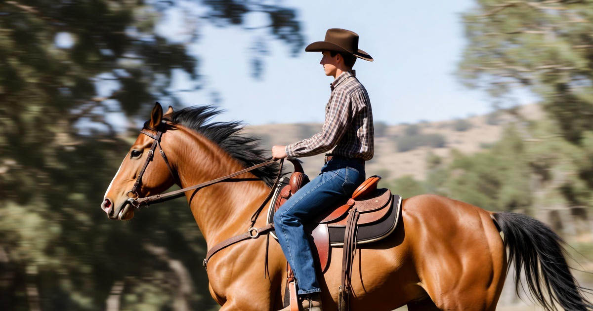 Rider cantering through trees